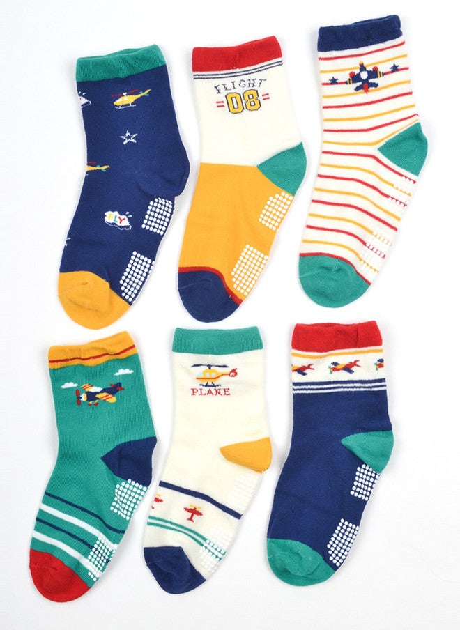 FOOTPRINTS FOOTPRINT 6 Pairs Infant Kids Unisex Multi-Colored Ankle-Length Assorted Antiskid Cotton Socks - Image 2